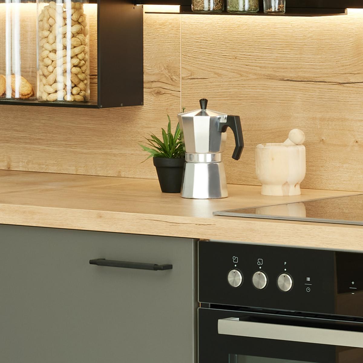 Sarokkonyha Las Vergas / Singapur - tölgyfa színű/sötétszürke, Design (192/288cm)