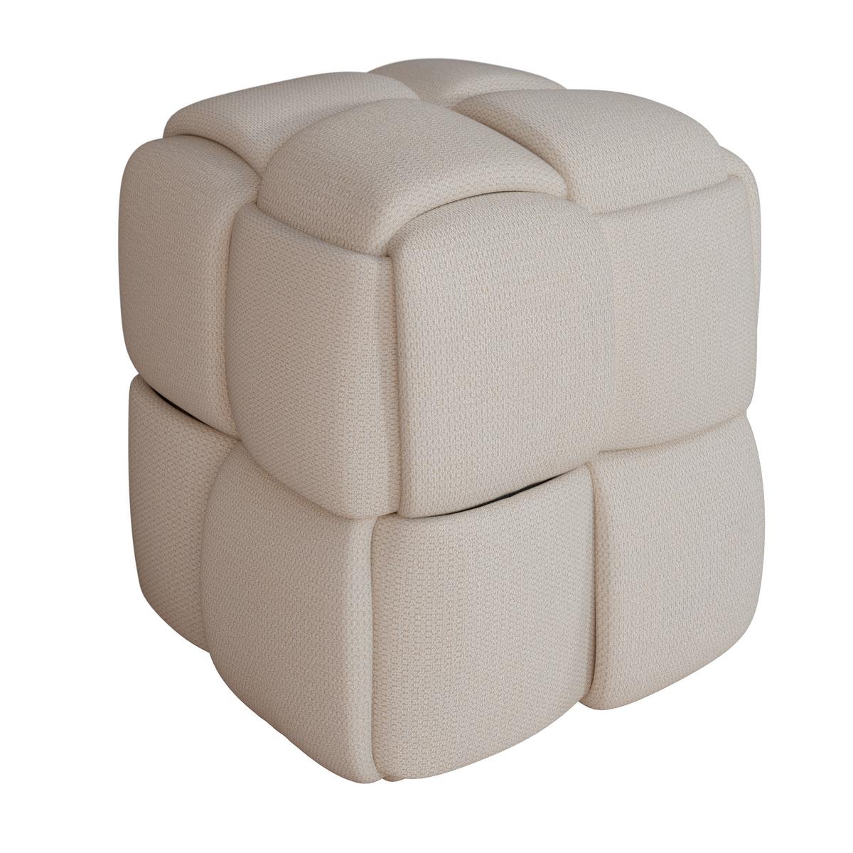 Taburet ELLA tmavě šedá bouclé - černá/tmavě šedá, Moderní, dřevo/textil (45/45/45cm) - Bessagi Home
