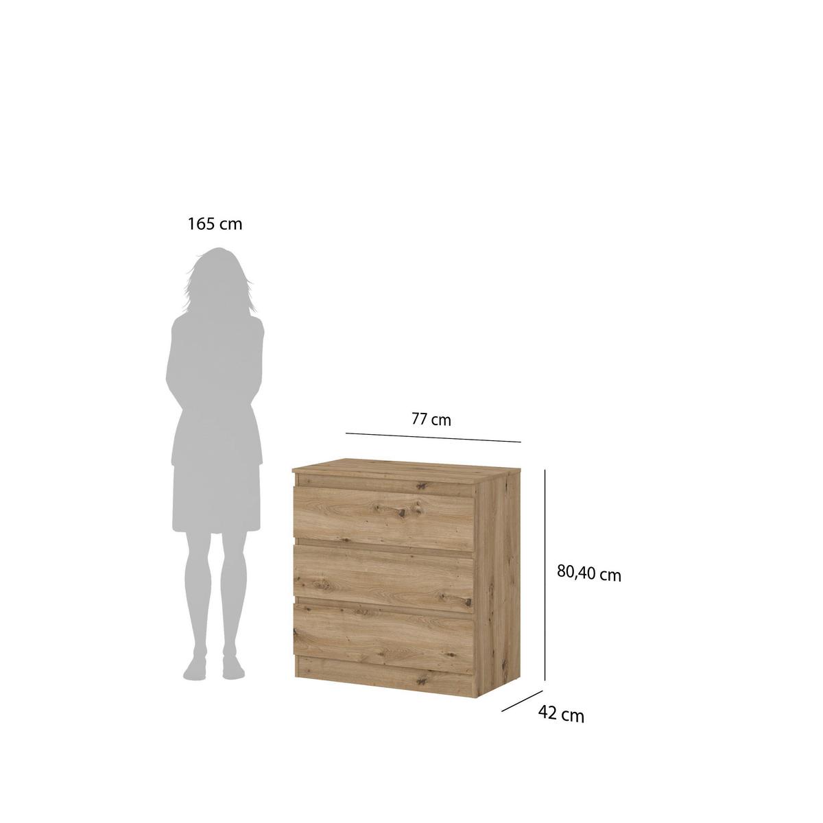 Kommode Mara 2 Artisan B: 77 cm - Weiß/Eiche Artisan, Trend, Holz (77/80,4/42cm)