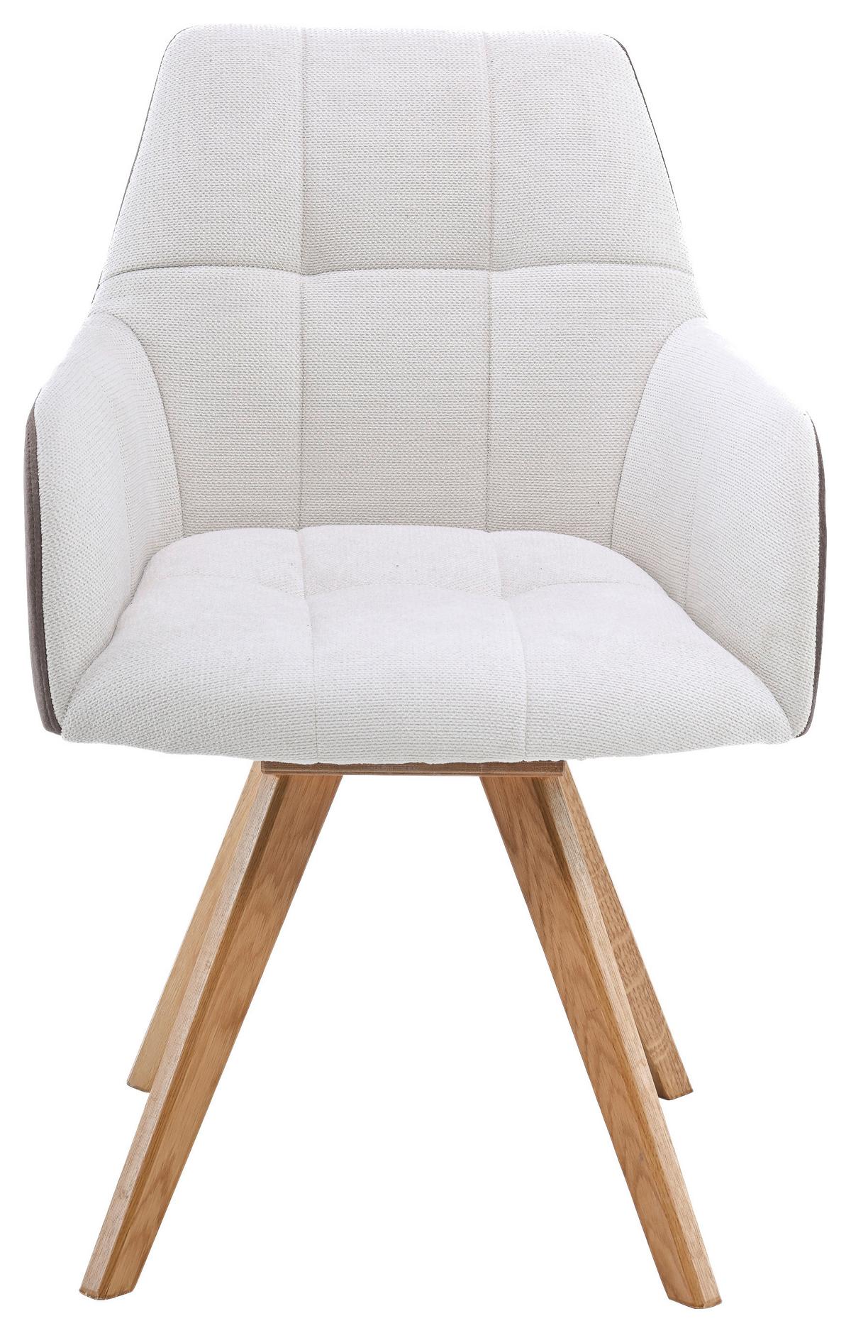 Armlehnstuhl Elke Beige Eiche Massiv, Drehbar, B: 61cm - Creme/Naturfarben, KONVENTIONELL, Holz/Textil (61/88/66,5cm)