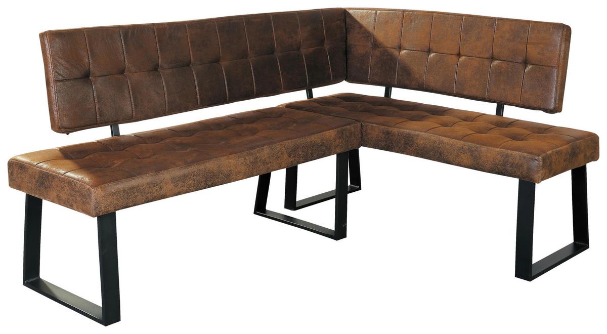 Eckbank Lavik Webstoff Braun 185x134 cm - Schwarz/Braun, MODERN, Textil/Metall (185/134cm) - MID.YOU