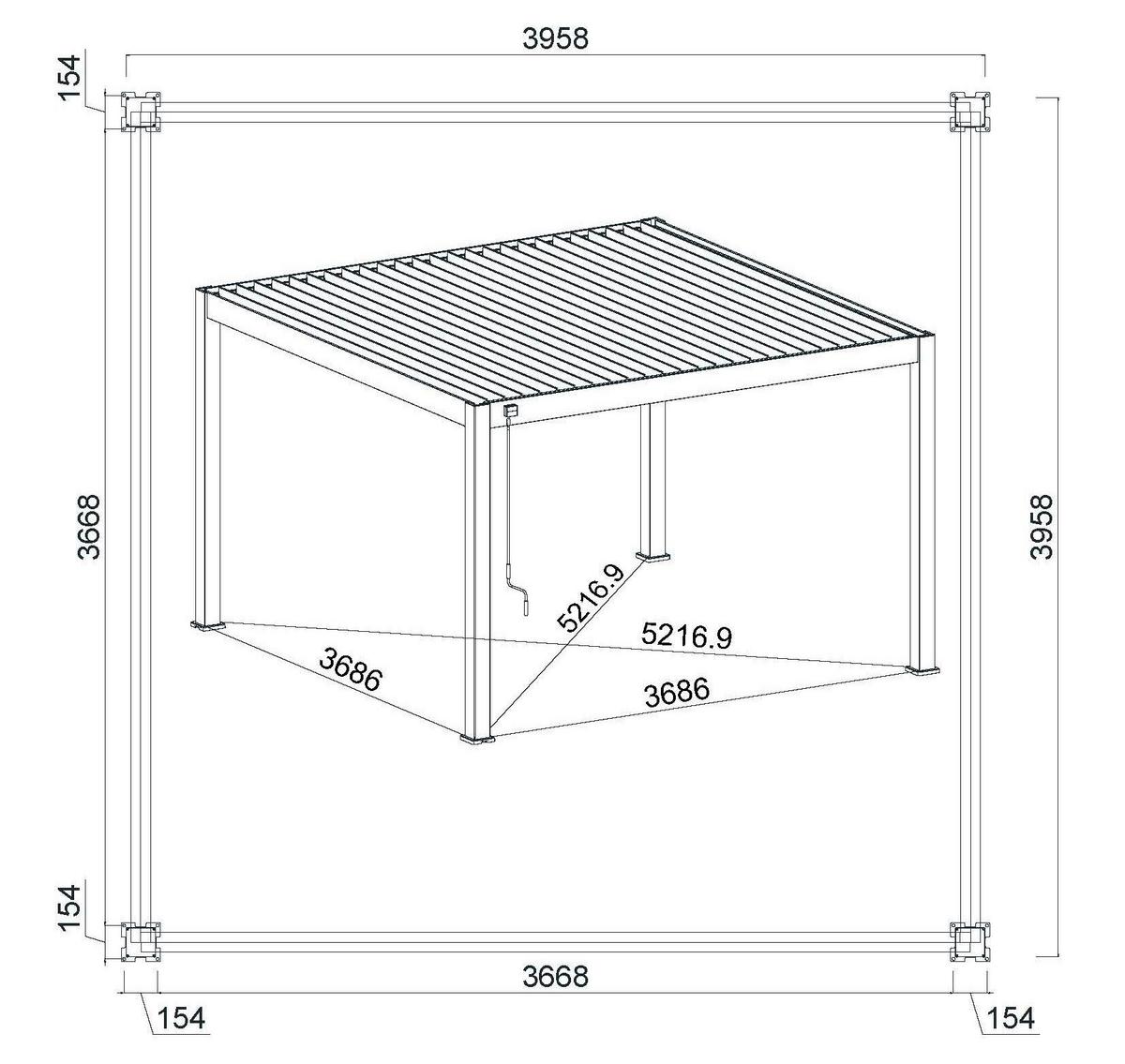 Pergola Deluxe Plus 400x400cm Wetterfest, Elektrisch - Anthrazit, Basics, Metall (400/255/400cm) - WEIDE