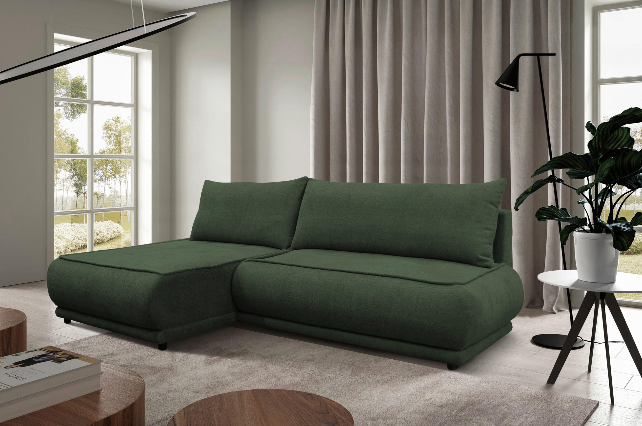 Ecksofa Paros Dunkelgrün 179x277 Cm - Dunkelgrün/Schwarz, Design, Textil (179/277cm) - MID.YOU