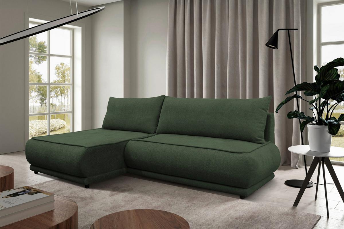 Ecksofa Paros Dunkelgrün 179x277 Cm - Dunkelgrün/Schwarz, Design, Textil (179/277cm) - MID.YOU