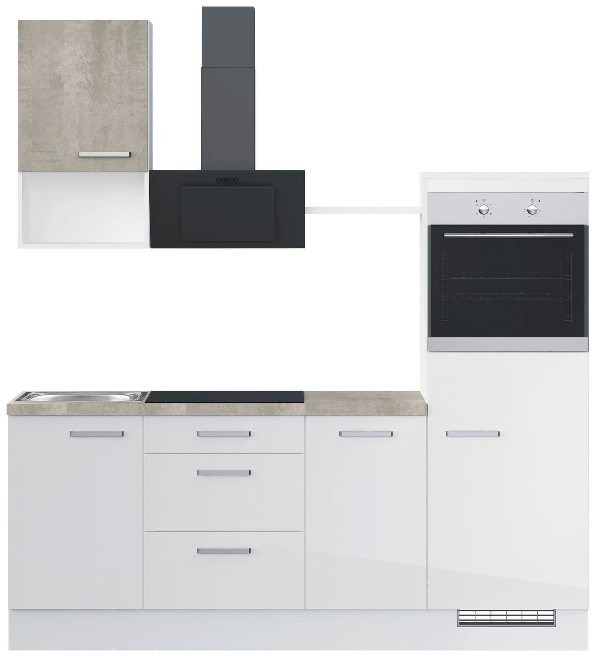 Küchenblock Ip405 Weiß B: 215 cm - Weiß Hochglanz/Weiß, Trend, Holzwerkstoff (215cm) - Impuls