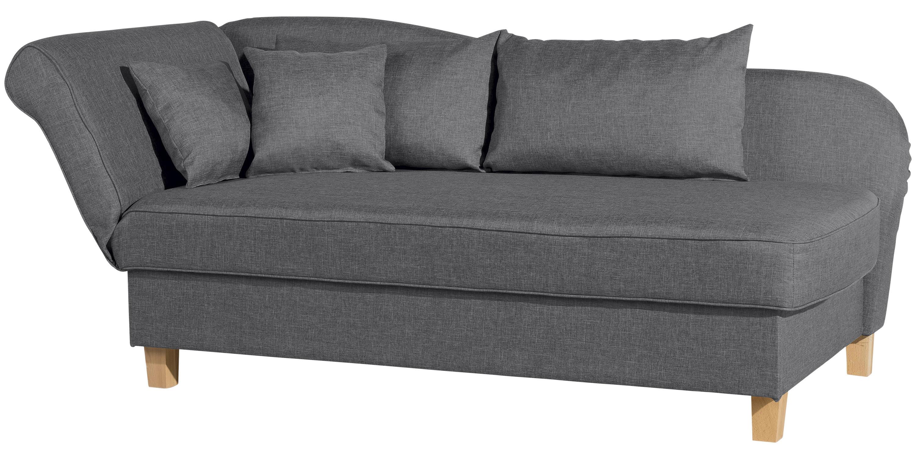 Recamiere Selma Graphit Links Mit Bettkasten+schlaffunktion - Buchefarben/Graphitfarben, Design, Textil (190/88/82cm) - Max Winzer