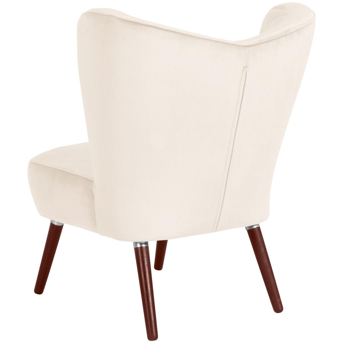 Polstersessel Sari Samt Creme - Nussbaumfarben/Creme, Design, Textil (70/86/69cm) - Max Winzer