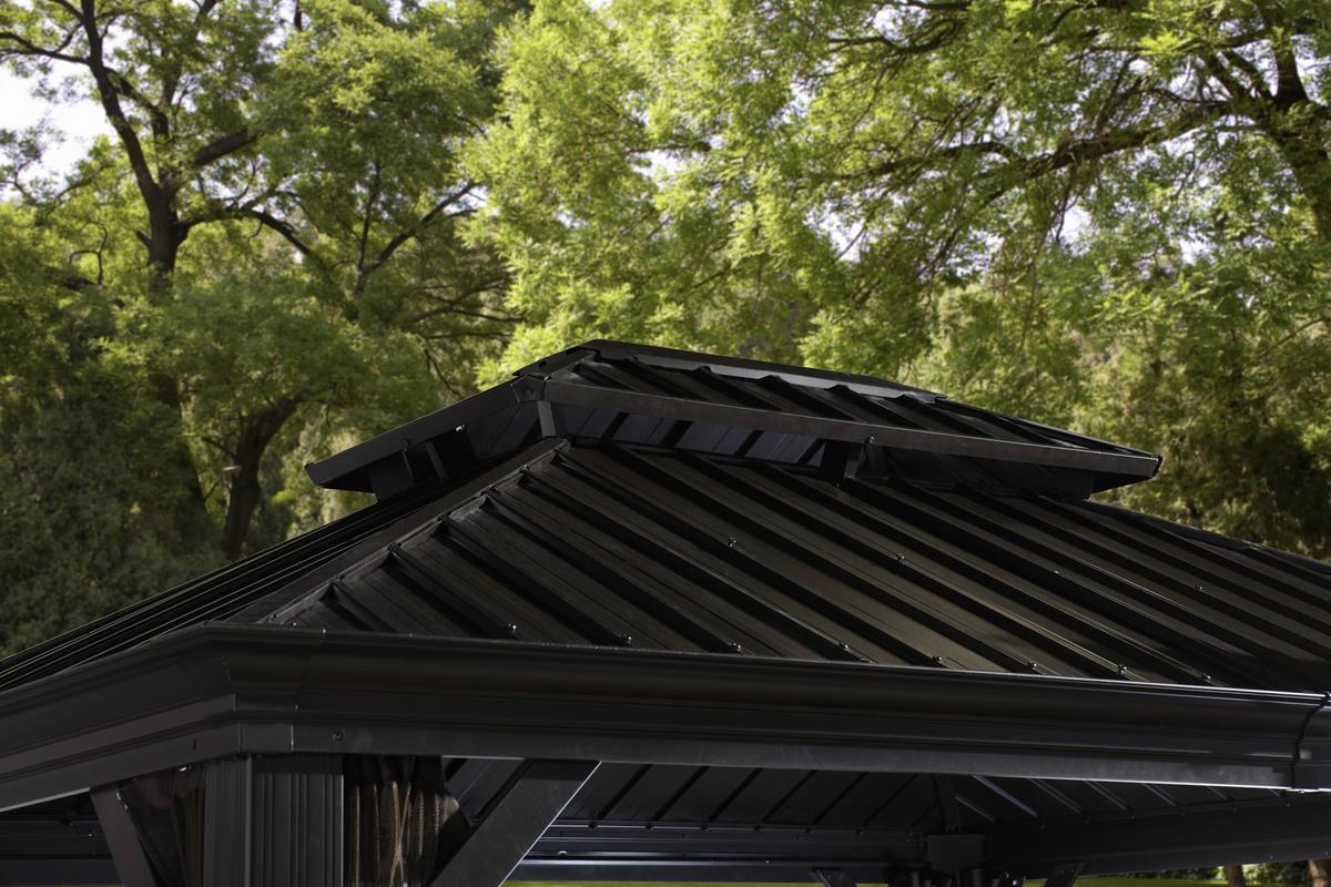 Pavillon Messina 369x298 cm Wetterfest Gartenpavillon - Anthrazit, Basics, Metall (369/291/298cm)