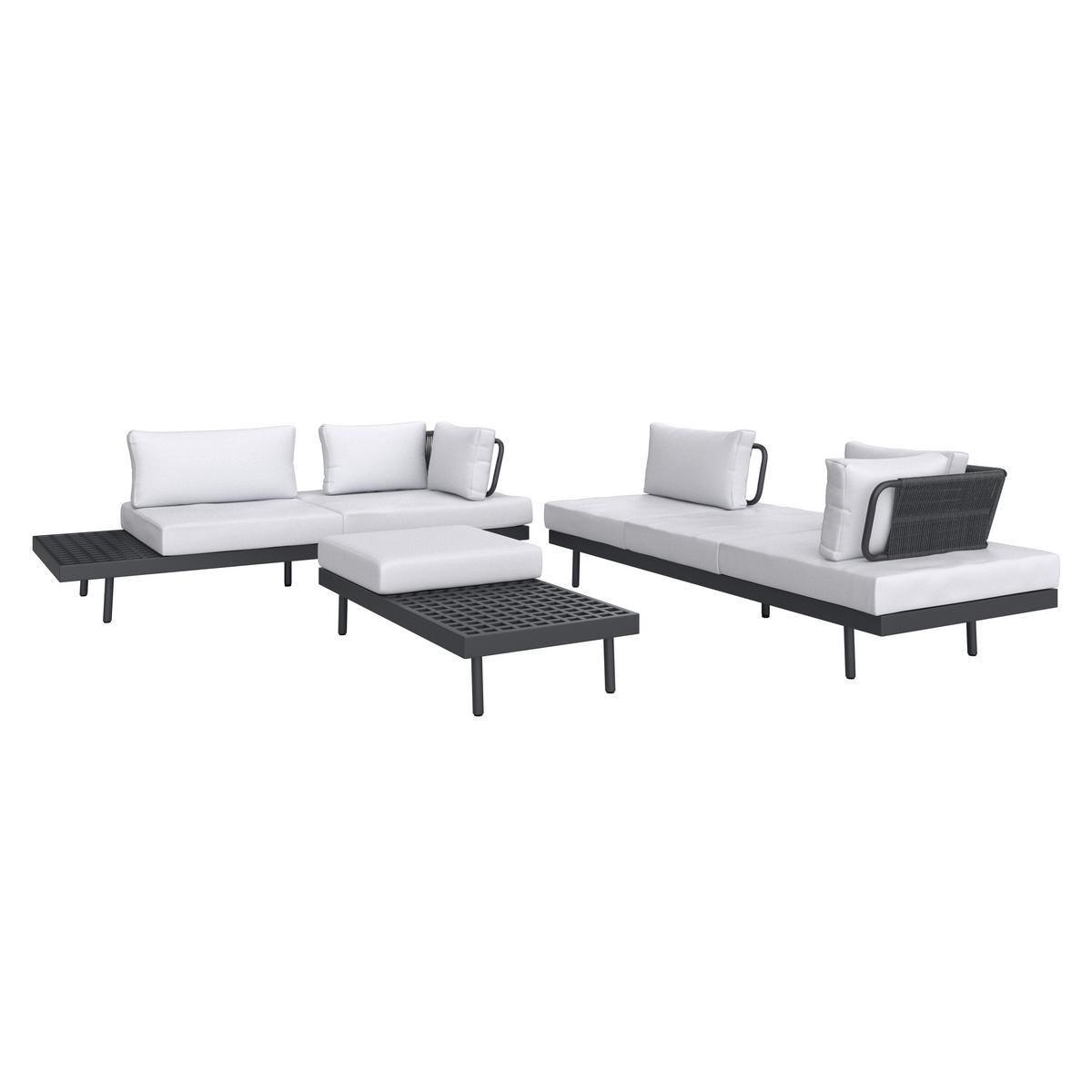 TERASOVÁ SEDACÍ SOUPRAVA EMMA - tmavě šedá, Moderní, kov/dřevo (220/79/87cm) - Bessagi Garden