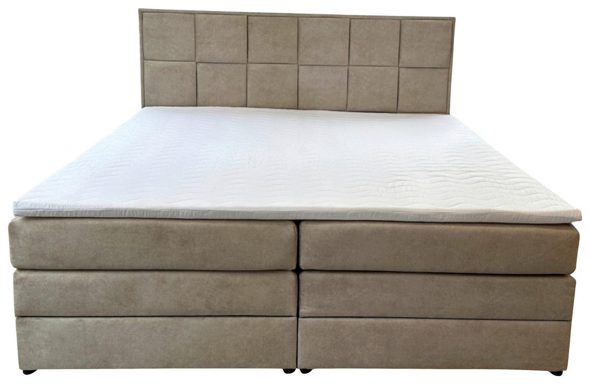 Boxspringbett mit Topper & Bettkasten 180x200 Carla - Beige/Schwarz, Basics, Textil (180/200cm) - MID.YOU