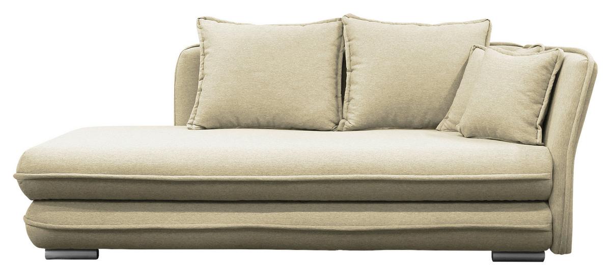 Liege Latte Cremefarben inkl. Bettkasten Ottomane Rechts - Silberfarben/Creme, Design, Textil (224/84-99/107cm) - MID.YOU