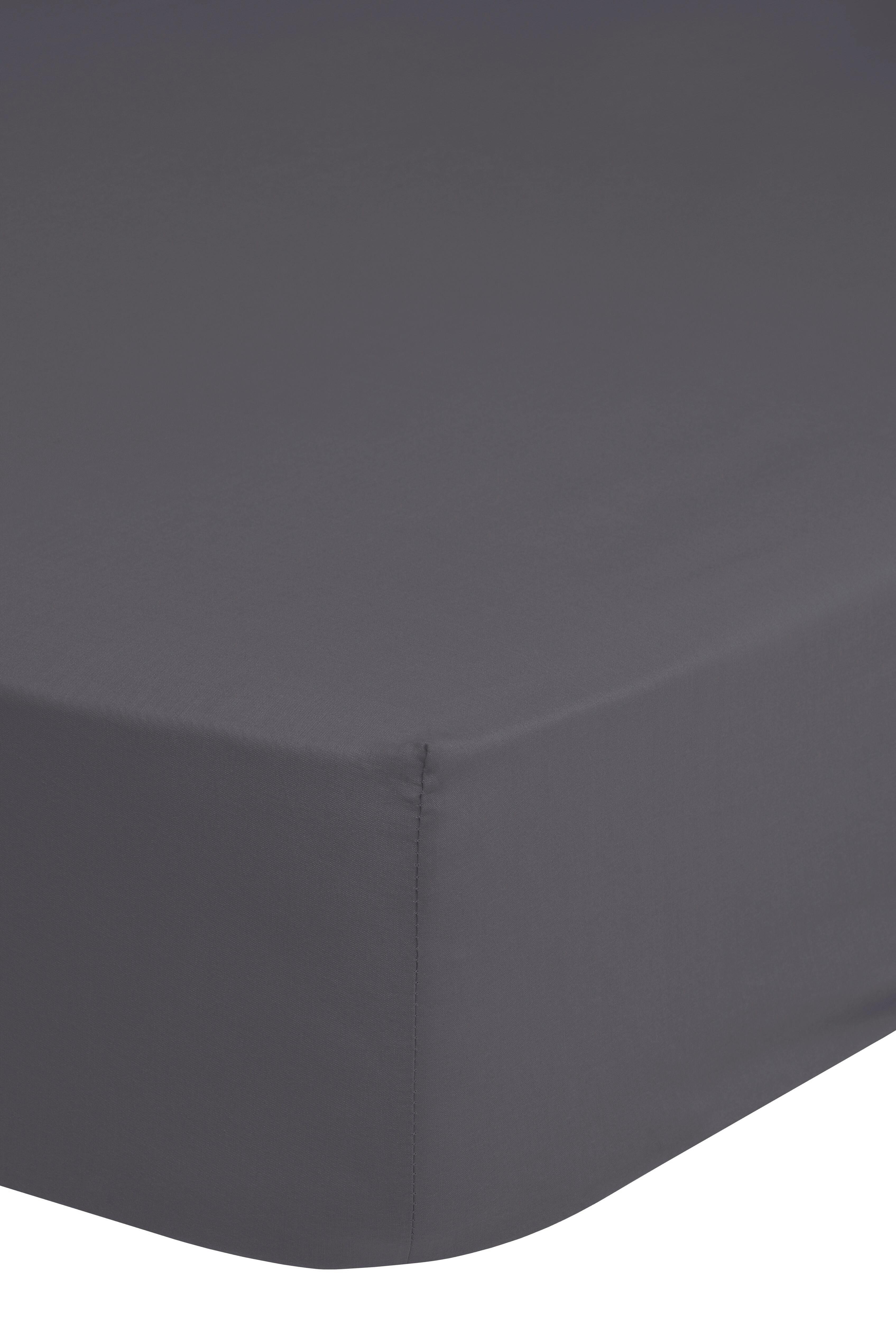 Spannleintuch Satin Anthrazit 180x220 cm Baumwolle - Anthrazit, Basics, Textil (180/220cm) - MID.YOU