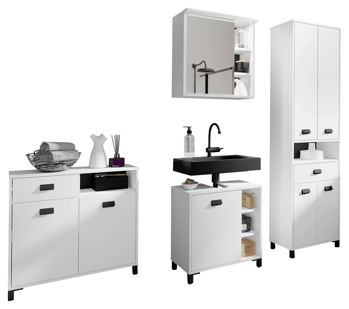 Badezimmer Wellness Weiß/Schwarz B: 194,5 cm - Schwarz/Weiß, MODERN, Holzwerkstoff/Kunststoff (194,5cm) - MID.YOU