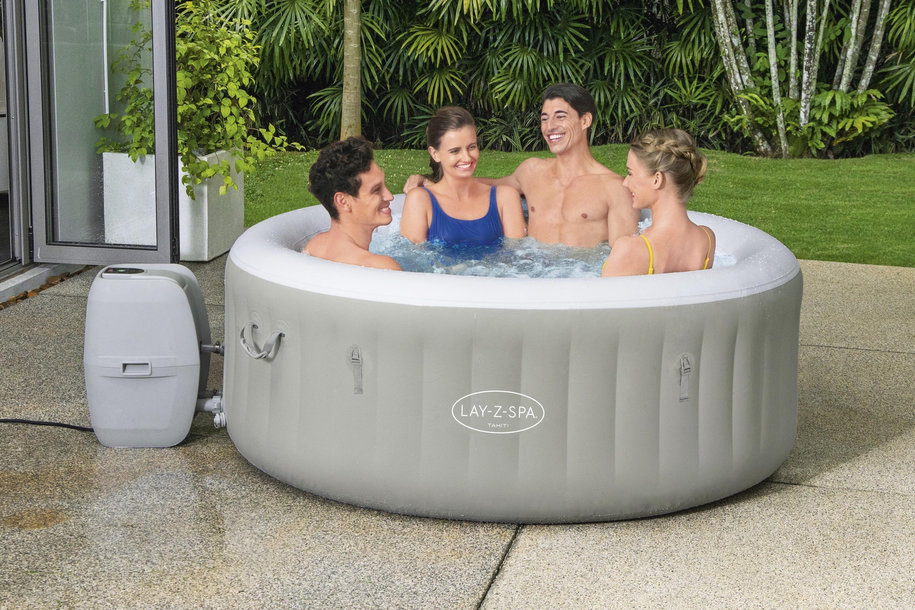 Whirlpool Aufblasbar Lay-Z-Spa Tahiti Airjet Ø 180 X H 66 cm - Grau, MODERN, Kunststoff/Metall (180/66cm) - Bestway