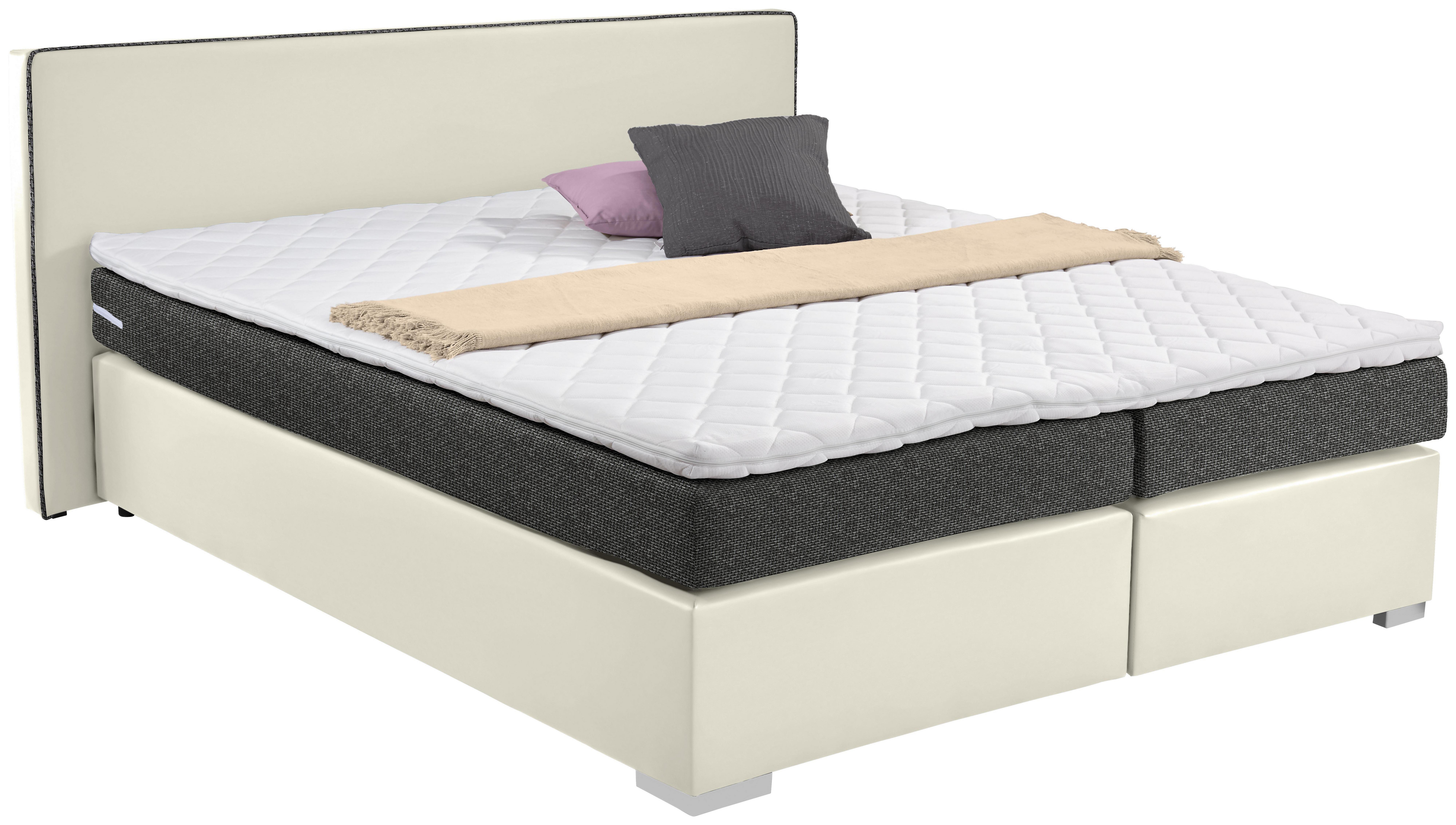 Boxspringbett Riva 180x200 Weiß/dunkelgrau - Chromfarben/Dunkelgrau, MODERN, Holz/Holzwerkstoff (180/200cm) - Luca Bessoni