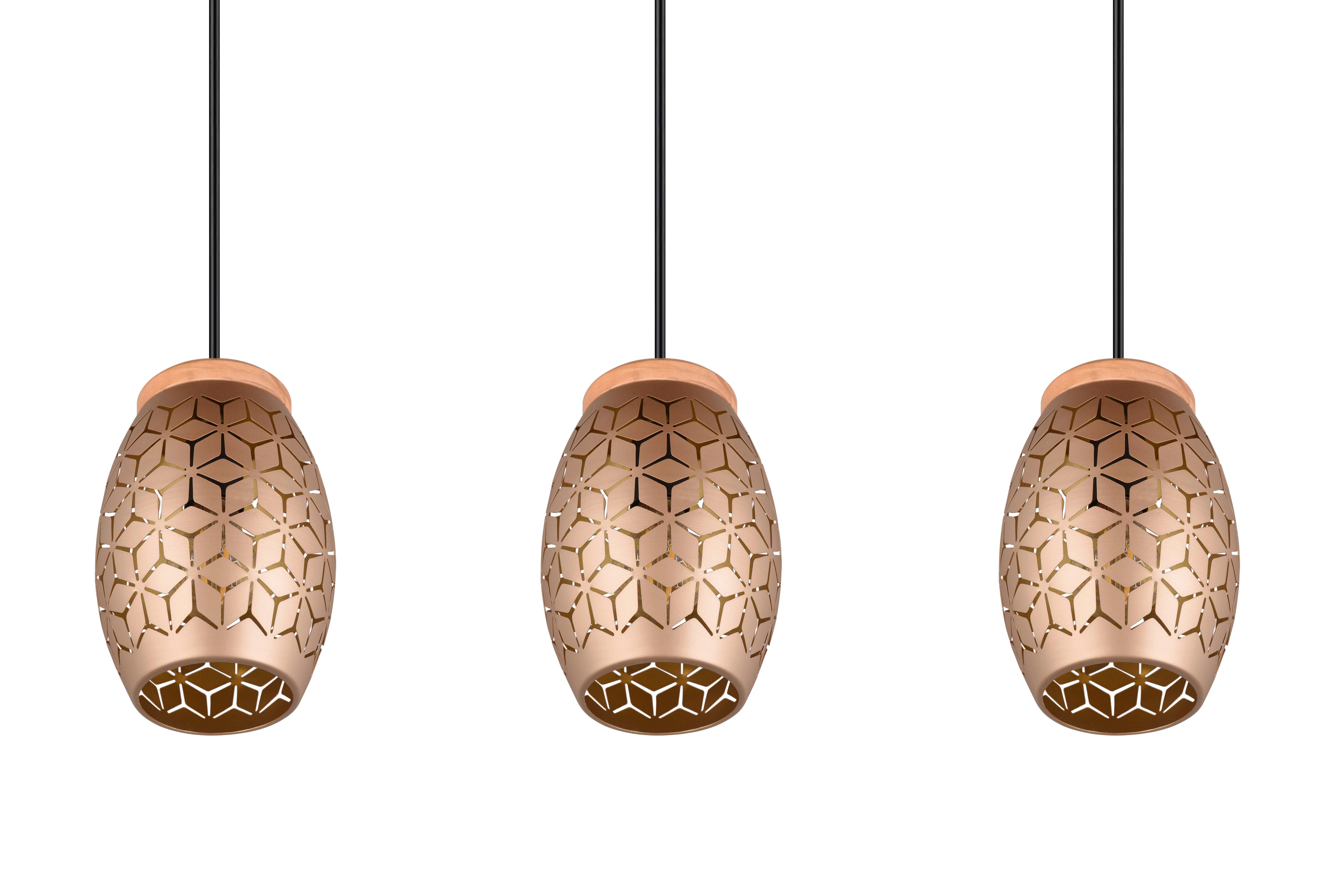 Pendelleuchte R31573065 Bidar - Goldfarben/Braun, KONVENTIONELL, Holz/Metall (71/15/150cm)