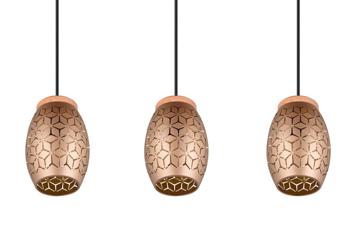 Pendelleuchte R31573065 Bidar - Goldfarben/Braun, KONVENTIONELL, Holz/Metall (71/15/150cm)