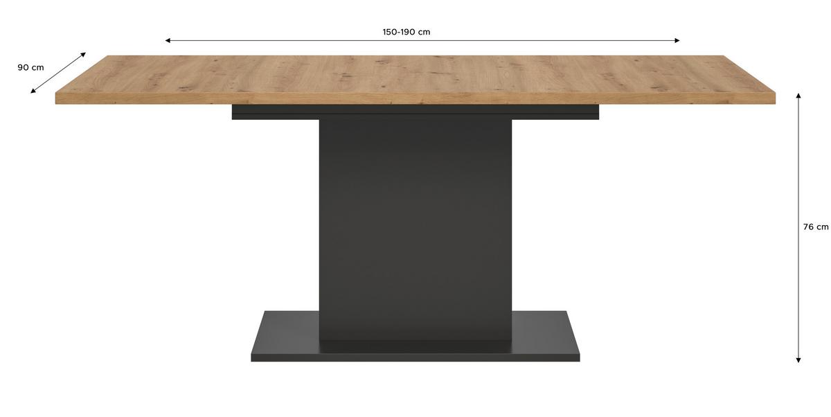 Ausziehtisch Marlon 150 Az Artisan/Grau, B:150-190 cm - Eiche Artisan/Grau, KONVENTIONELL, Holzwerkstoff (150-190/76/90cm)