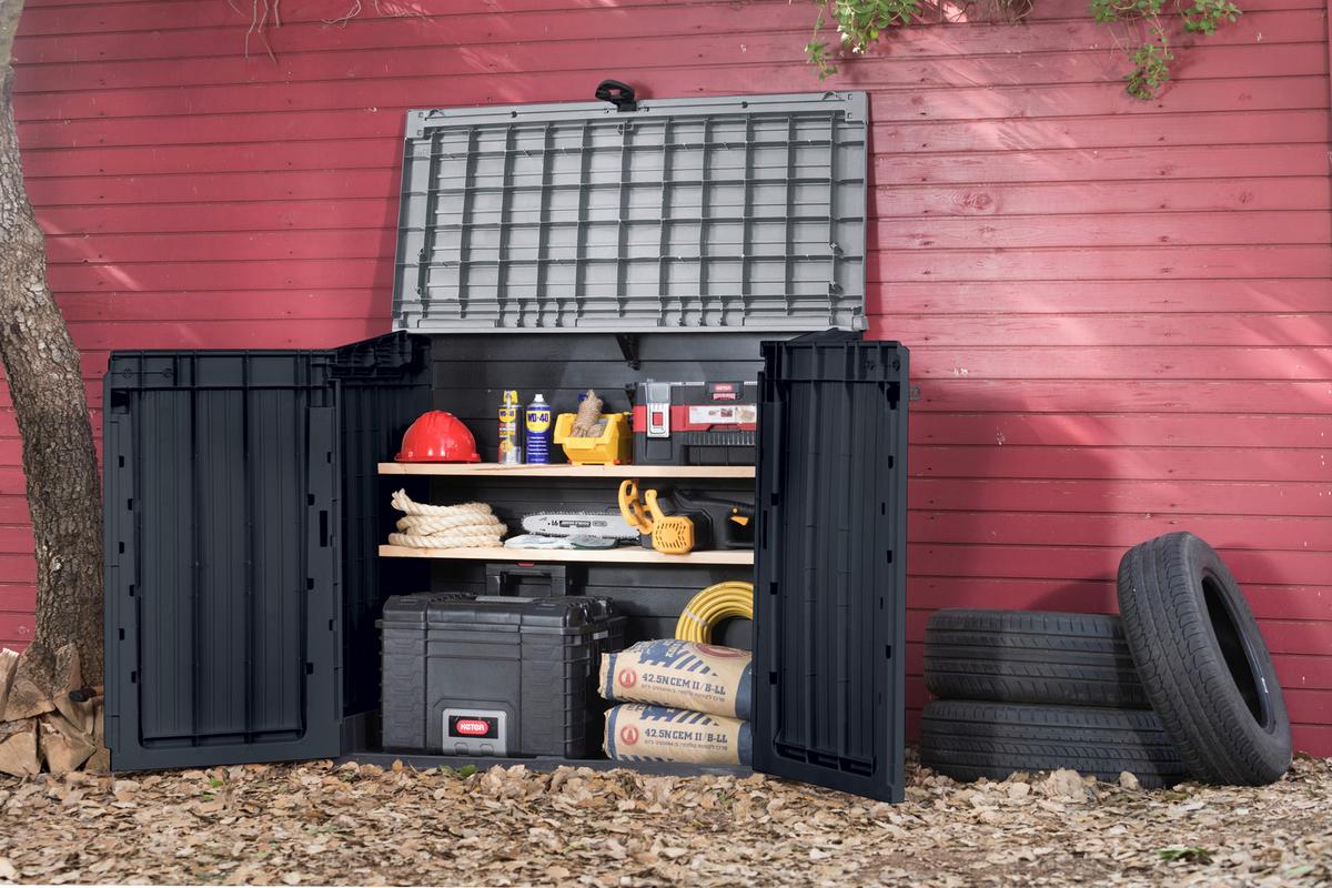 Kissenbox Store-It-Out-Midi 132x114x72 cm 845 L Schwarz - Hellgrau/Schwarz, MODERN, Kunststoff (132/114/72cm) - Keter