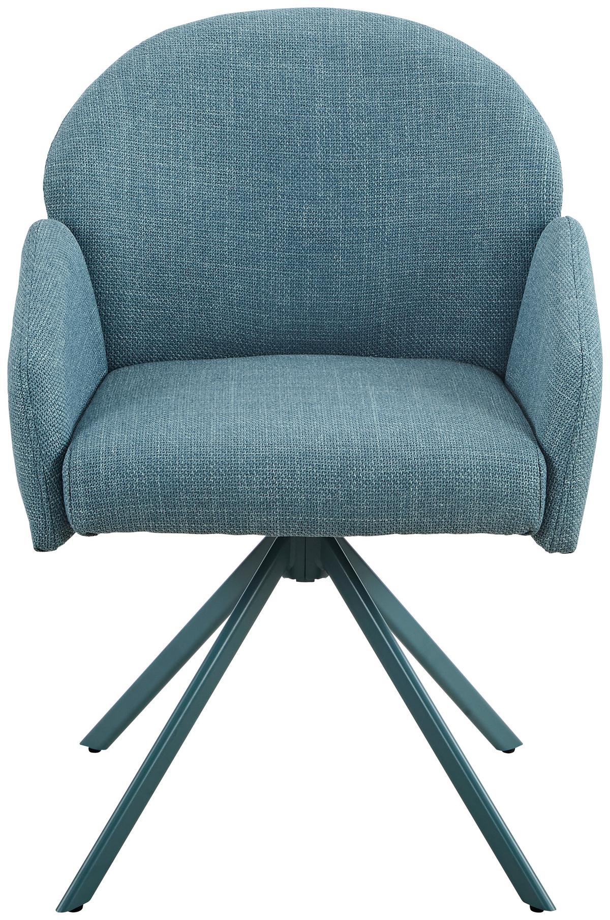 Armlehnstuhl Holly drehbar Webstoff Blau, B: 56,5 cm - Petrol, MODERN, Textil/Metall (56,5/61/84cm)