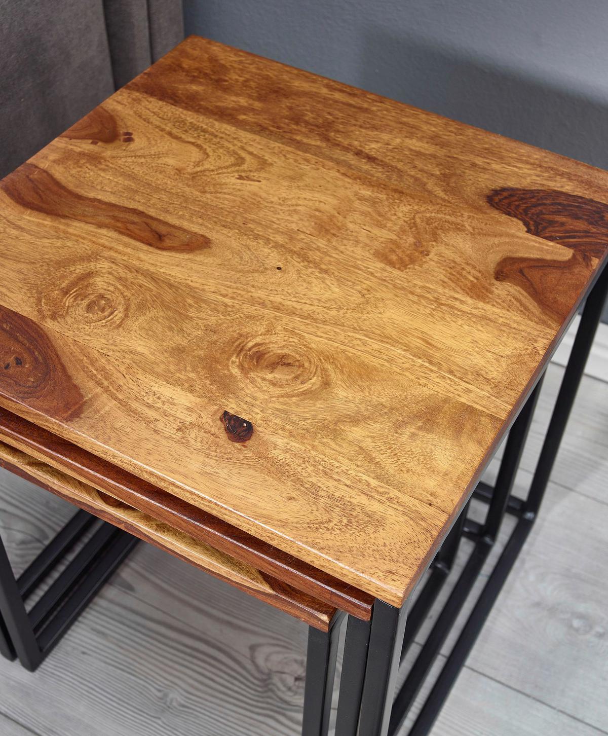 Satztisch Wohnling Sheeshamfarbenb:40cm - Sheeshamfarben/Schwarz, MODERN, Holz/Metall (40/40/42cm) - MID.YOU