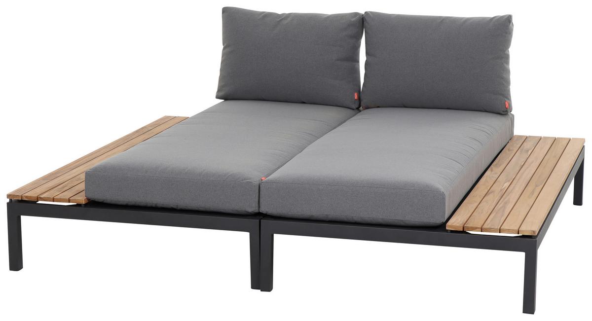 Sonneninsel Grau Teakholz/Metall/Textil - Anthrazit/Grau, KONVENTIONELL, Holz/Textil - Siena Garden