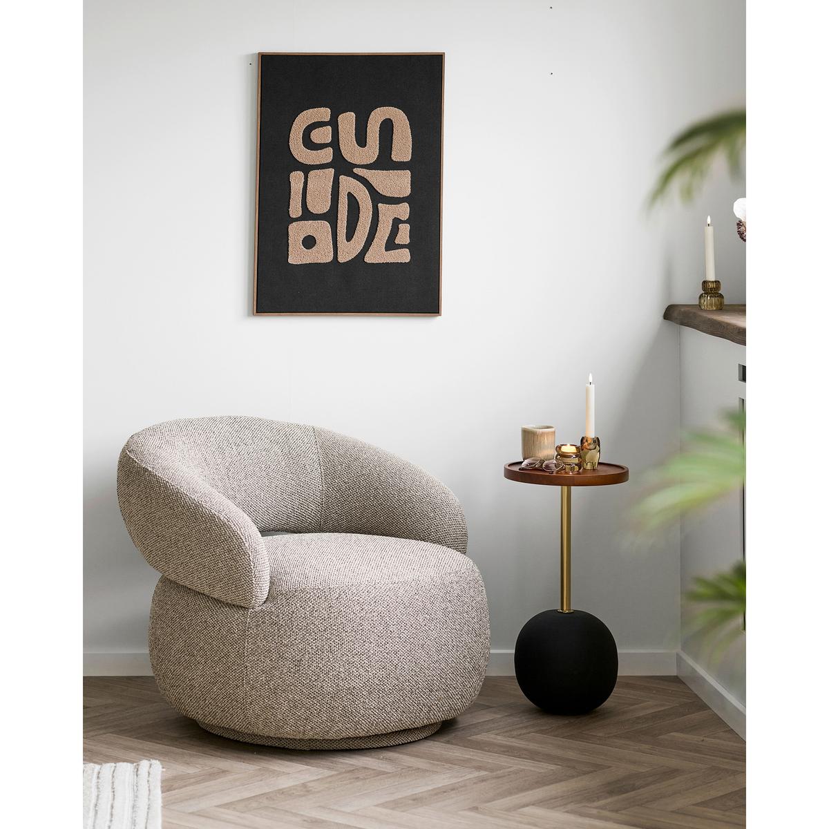Beistelltisch Sirone Brau B: 30cm - Schwarz/Braun, Design, Holz/Metall (30/30/56cm) - MID.YOU