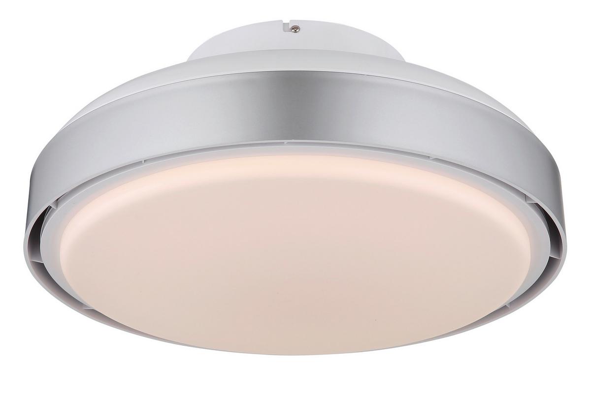 Deckenventilator Carney Opal Silberfarben Weiß D: 45cm - Silberfarben/Opal, Basics, Kunststoff (45/20cm) - Globo