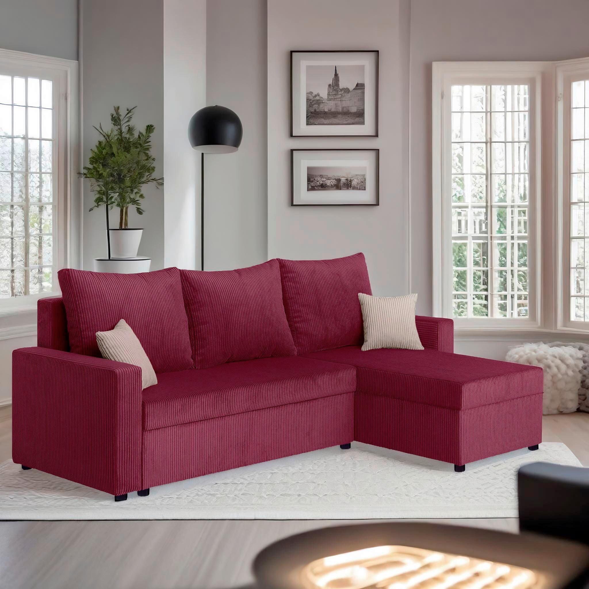 Ecksofa Star Rot S: 228x147 Cm - Rot, Design, Holzwerkstoff/Textil (228/147cm) - P & B