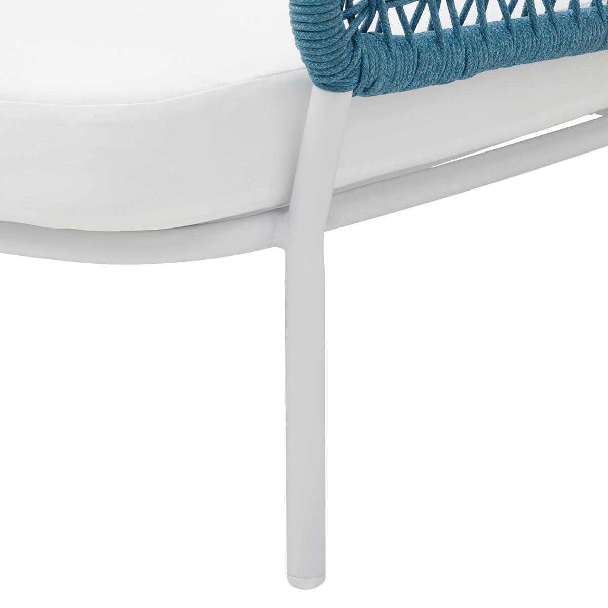 Záhradná pohovka AISA biela/modrá - biela/tyrkysová, Modern, kov/textil (170/68/150cm) - Bessagi Garden