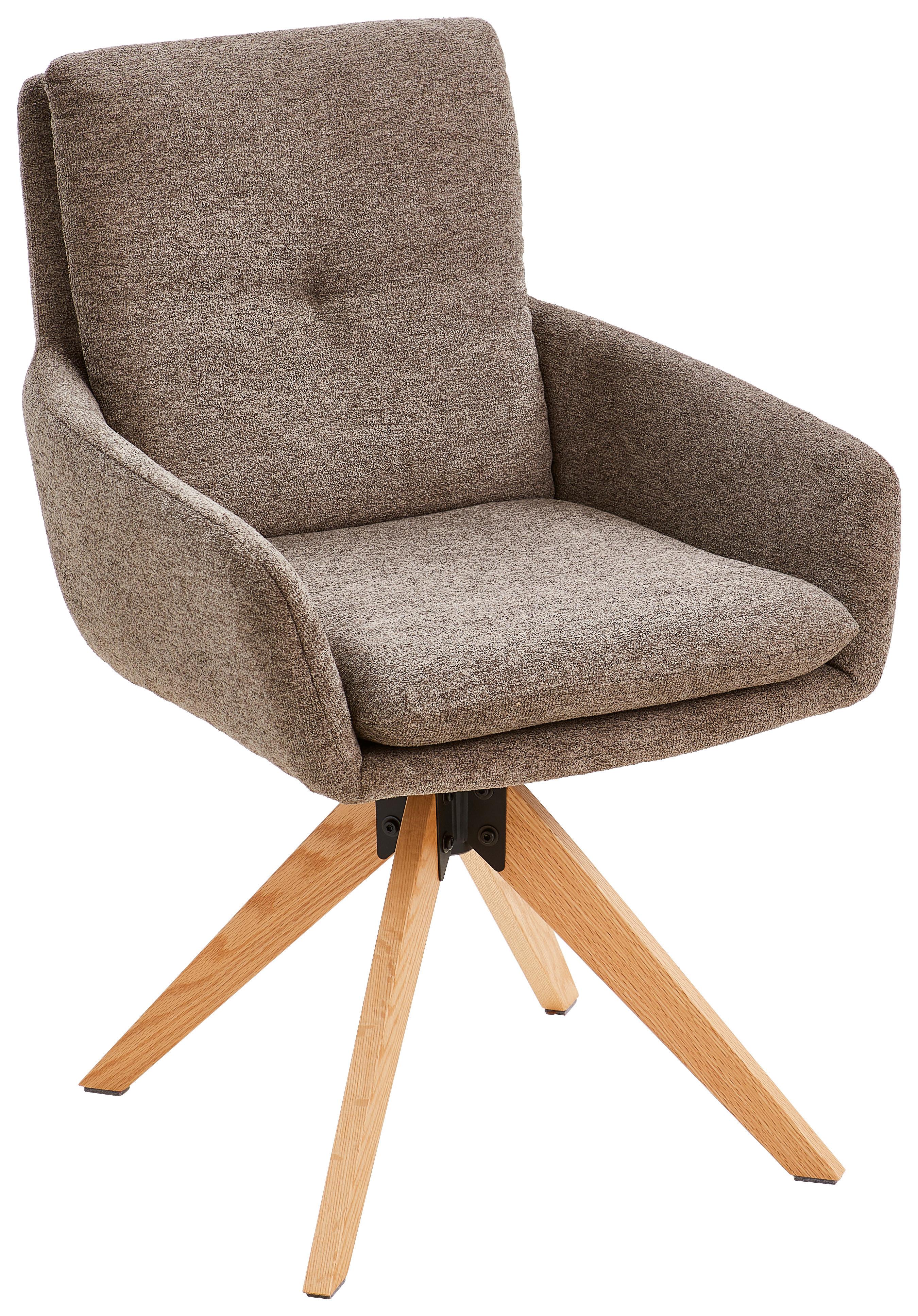 Armlehnstuhl Slide Braun B: 58 cm - Eichefarben/Braun, MODERN, Holz/Textil (58/91/63,5cm) - Livetastic