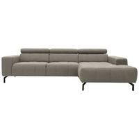 Ecksofa Kopfteil Verstellbar Cunelli Silberfarben Webstoff - Silberfarben/Schwarz, Design, Textil (292/175cm) - MID.YOU