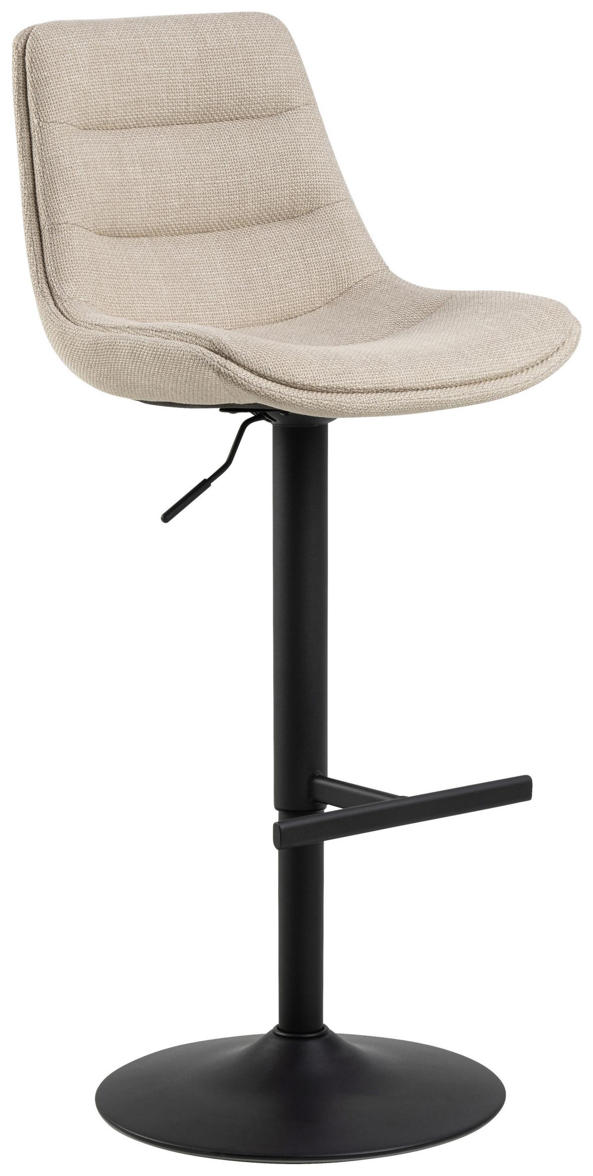 Barhocker Adisa - Beige/Schwarz, Design, Textil/Metall (47/95/52,5cm) - MID.YOU