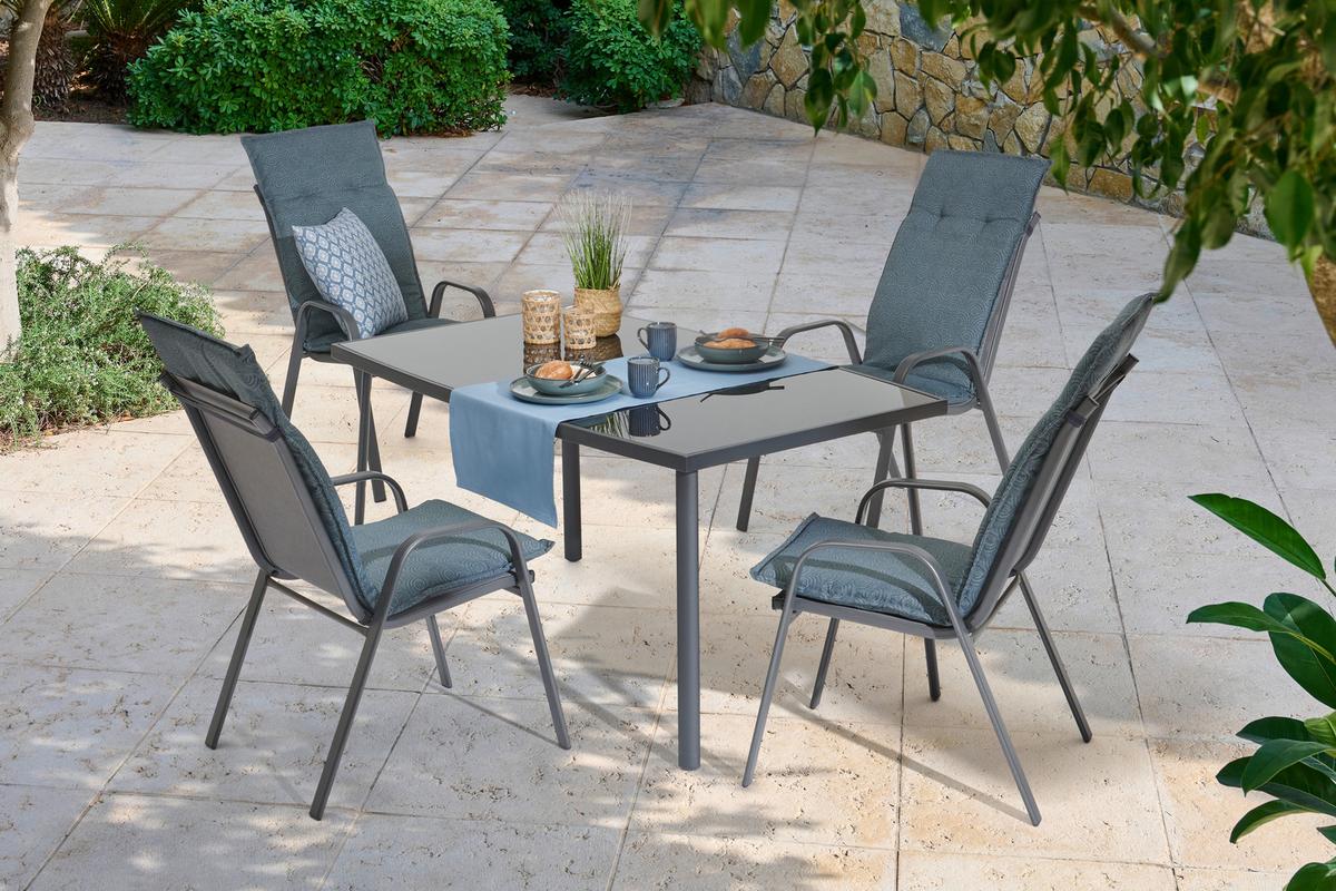 Niederlehnerauflage Genf 100x48 cm Grau/Türkis - Schlammfarben, Basics, Textil (100/48/4cm) - Beo