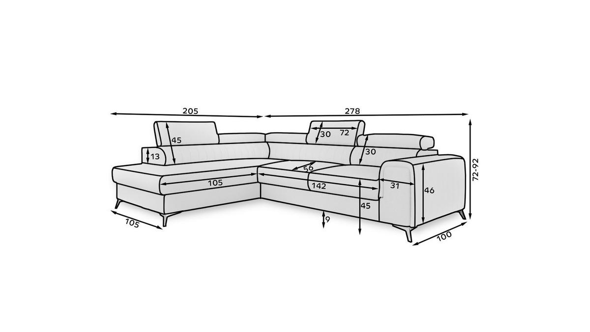 Ecksofa Laurence Hellgrau S: 205x278cm - Silberfarben/Hellgrau, Design, Textil (205/278cm) - MID.YOU