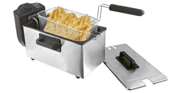 Fritteuse Nina 3 L, 800 G Frittiergut Schwarz/Silber - Silberfarben/Schwarz, KONVENTIONELL, Metall (40/23/23cm) - Bono