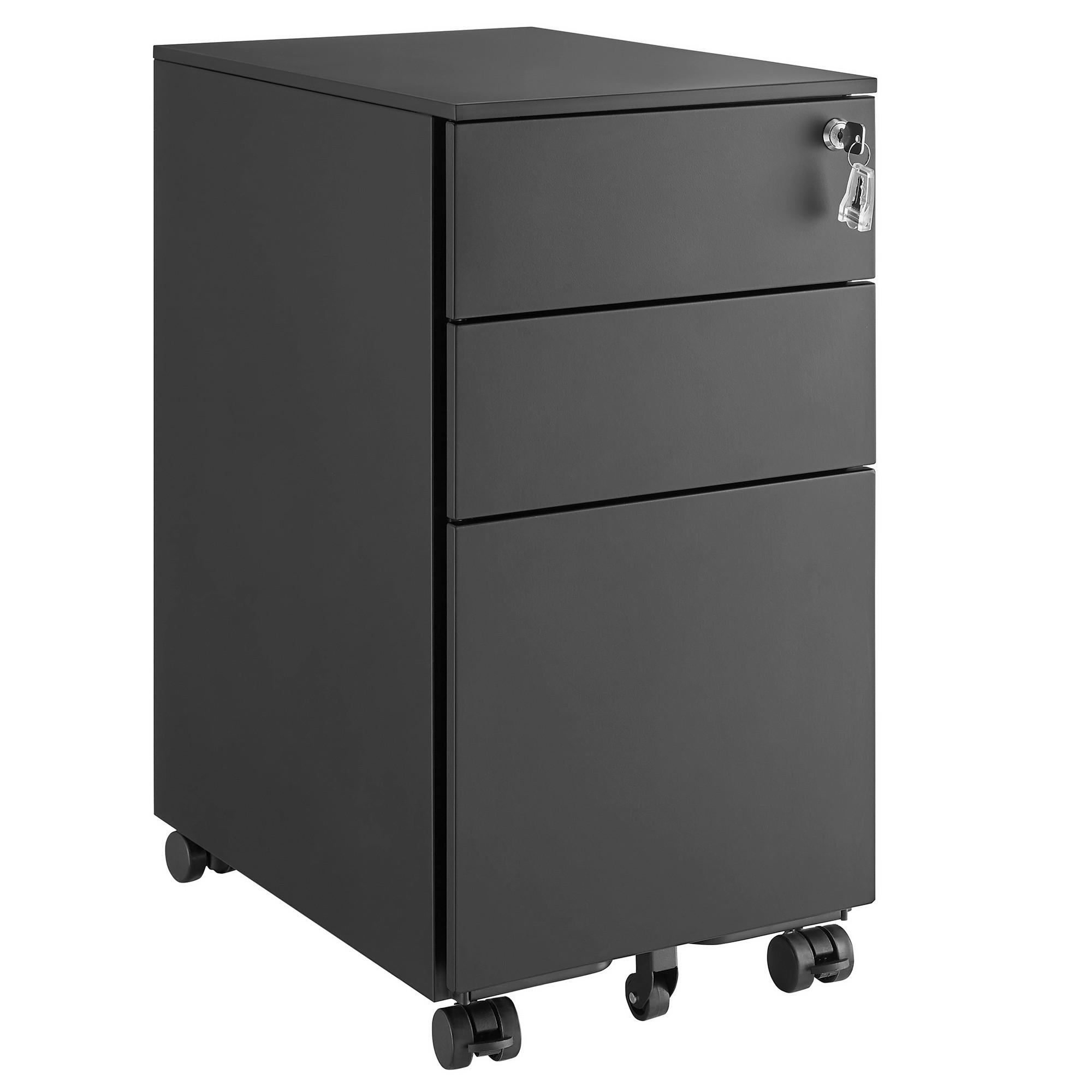 Rollcontainer abschließbar B: 30 cm, Schwarz - Schwarz, Basics, Metall (30/60/45cm) - Boxxx