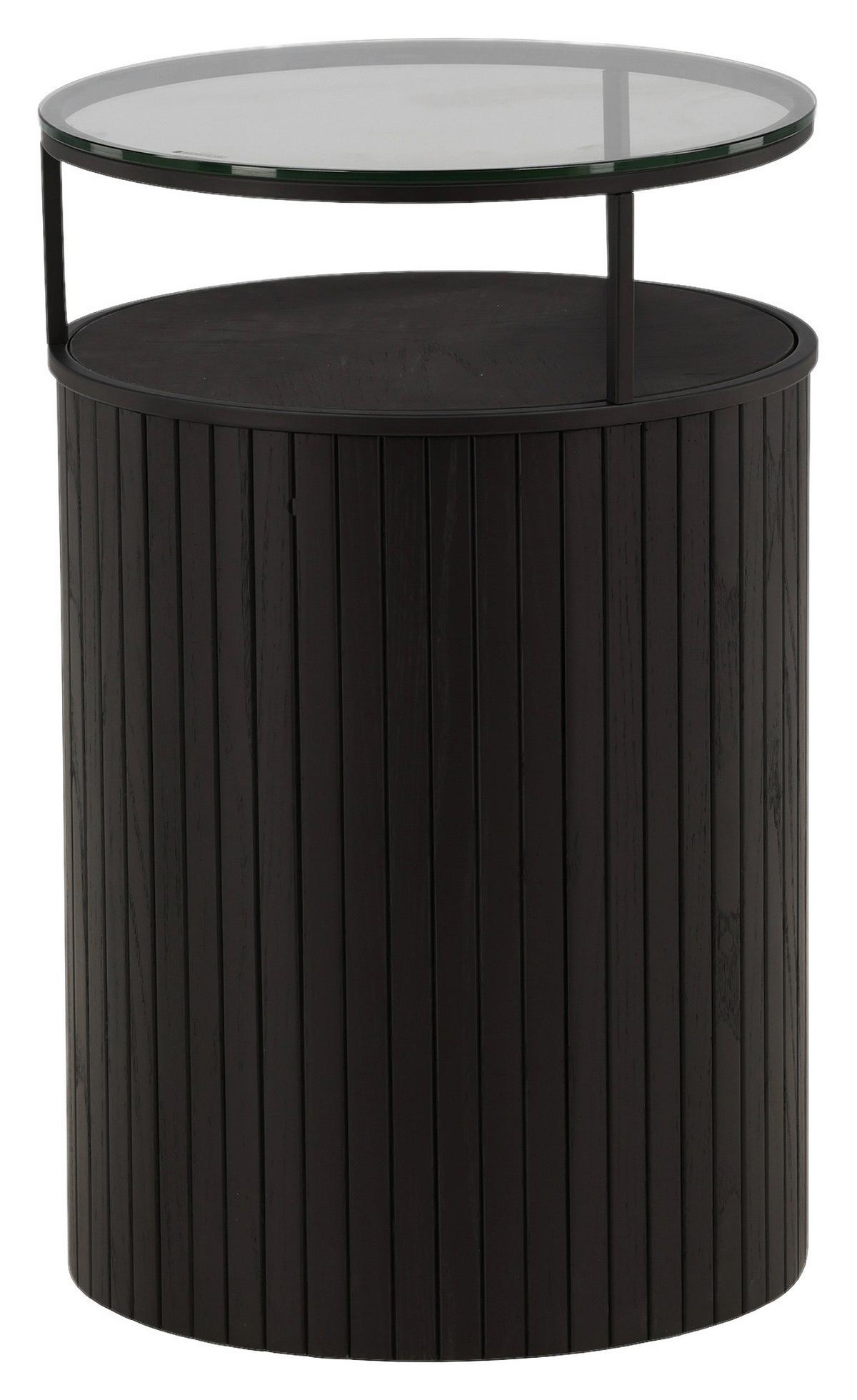 Beistelltisch Bovall - Schwarz, Design, Glas/Holz (37/37/58cm) - Livetastic