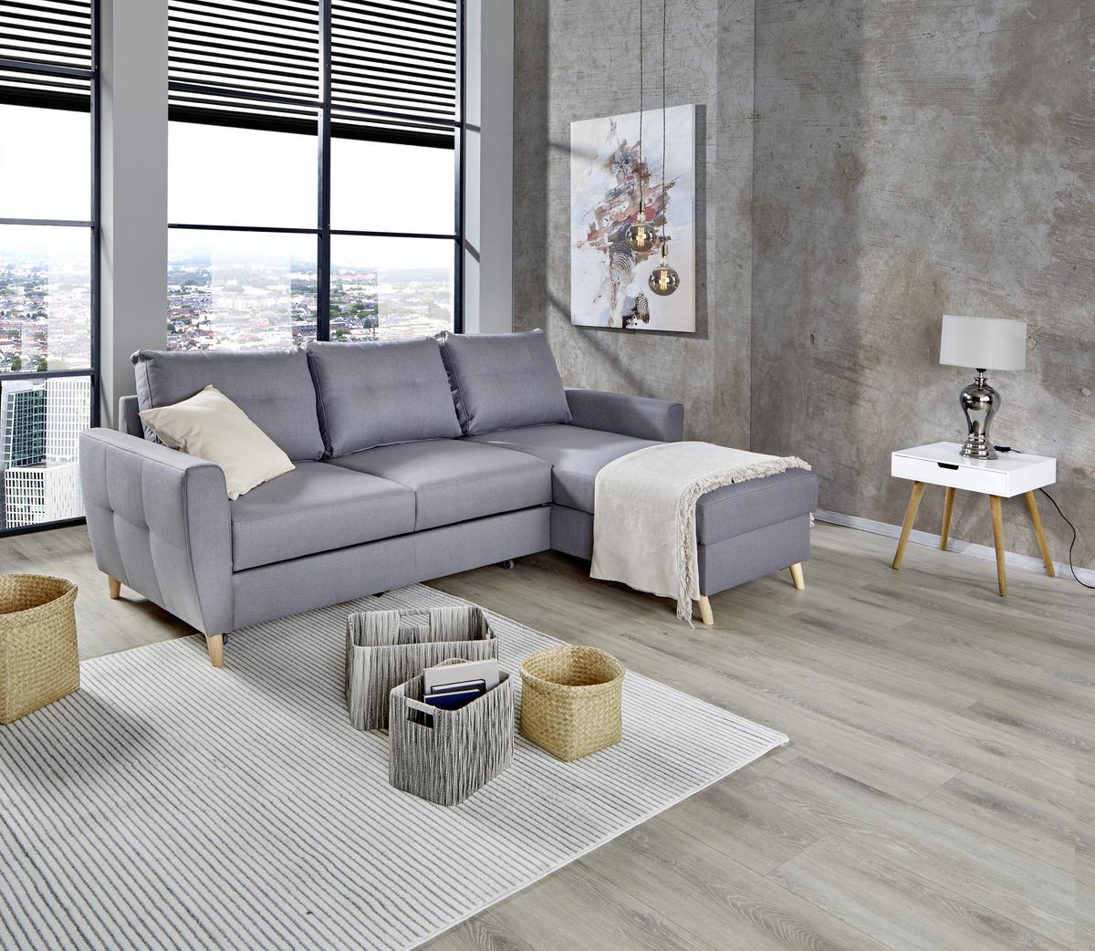 Sarokkanapé Clio - szürke, Design, textil (230/159cm) - Ondega
