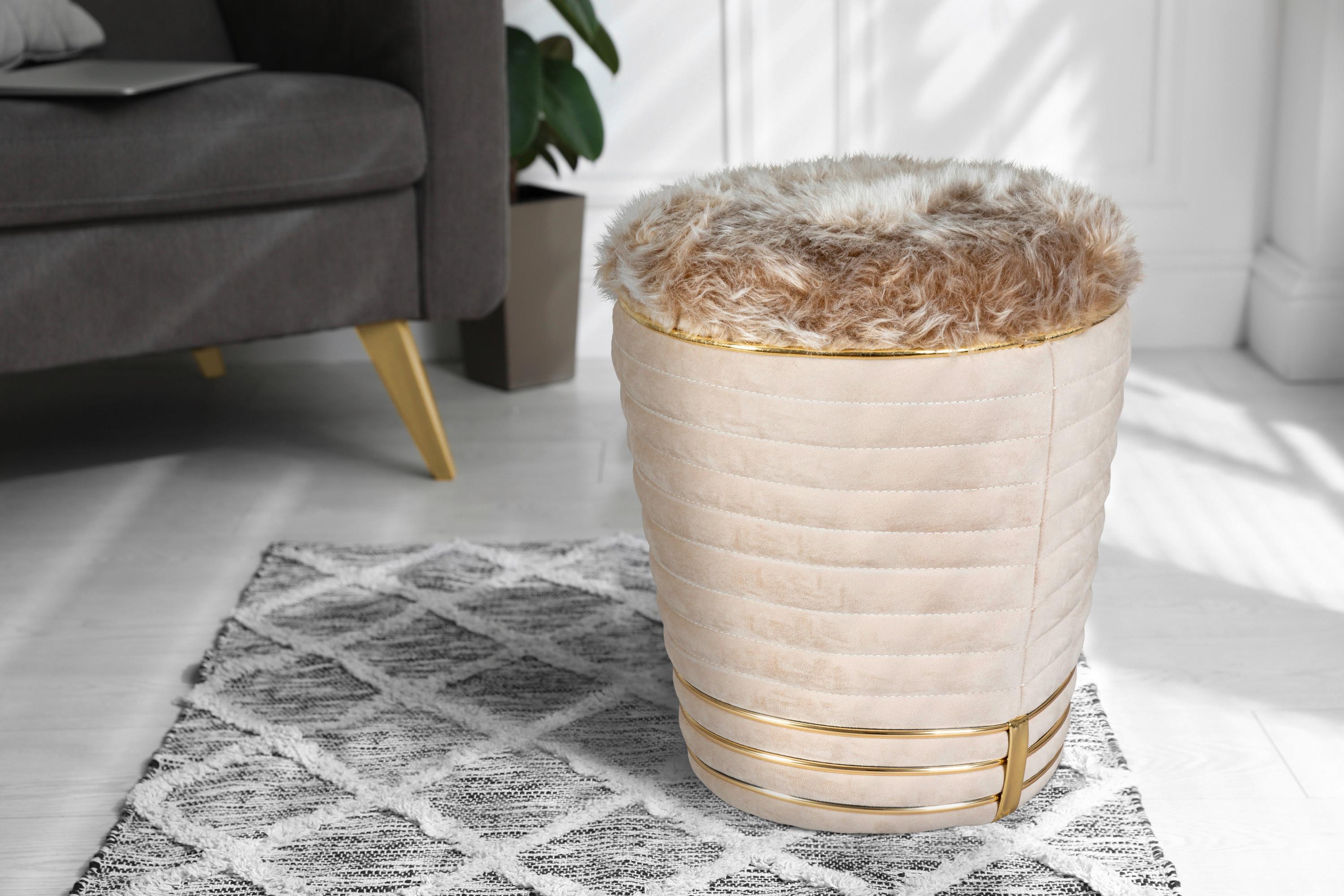 Hocker Doric 325 Goldfarben/taupe D: 42 Cm - Taupe/Goldfarben, Design, Textil (42/50cm) - Kayoom
