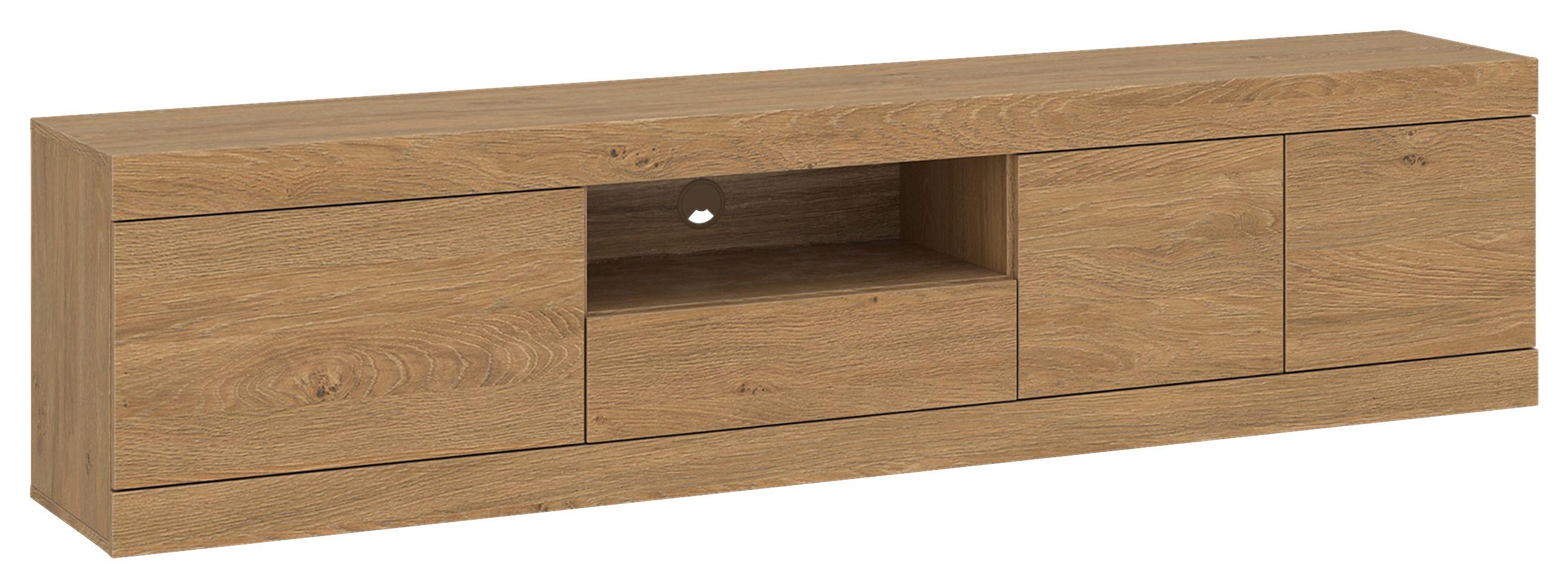 TV-Element Aretta Eichefarben B: 200 cm - Eichefarben/Schwarz, MODERN, Holzwerkstoff (200/50,6/41,8cm)