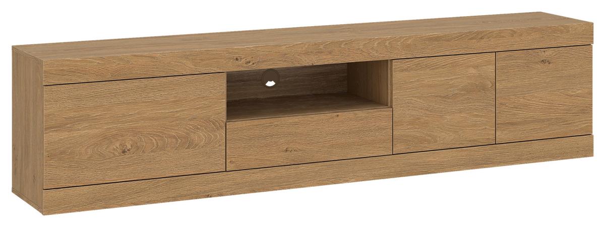 TV-Element Aretta Eichefarben B: 200 cm - Eichefarben/Schwarz, MODERN, Holzwerkstoff (200/50,6/41,8cm)