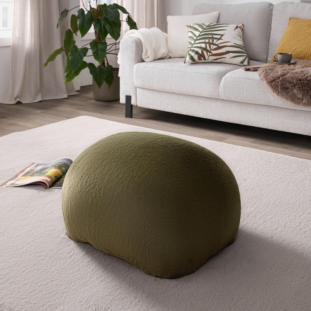 Štýlová taburetka MARLA, zelená umelá kožušina - zelená, Modern, kompozitné drevo/textil (61,5/36,5/49cm) - Mömax