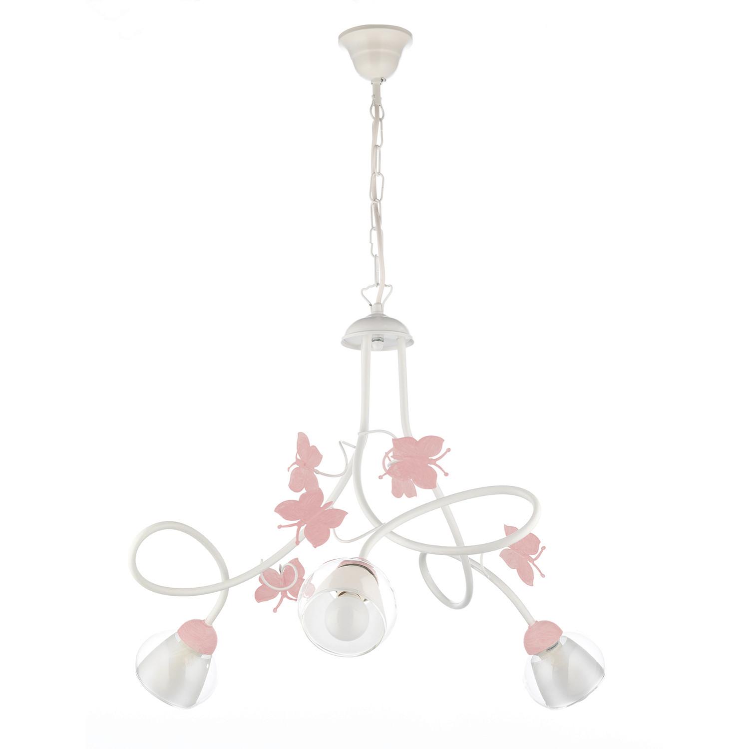 Kinderhängeleuchte 4924/3 - Pink/Weiß, Basics, Glas/Metall (65/80cm)