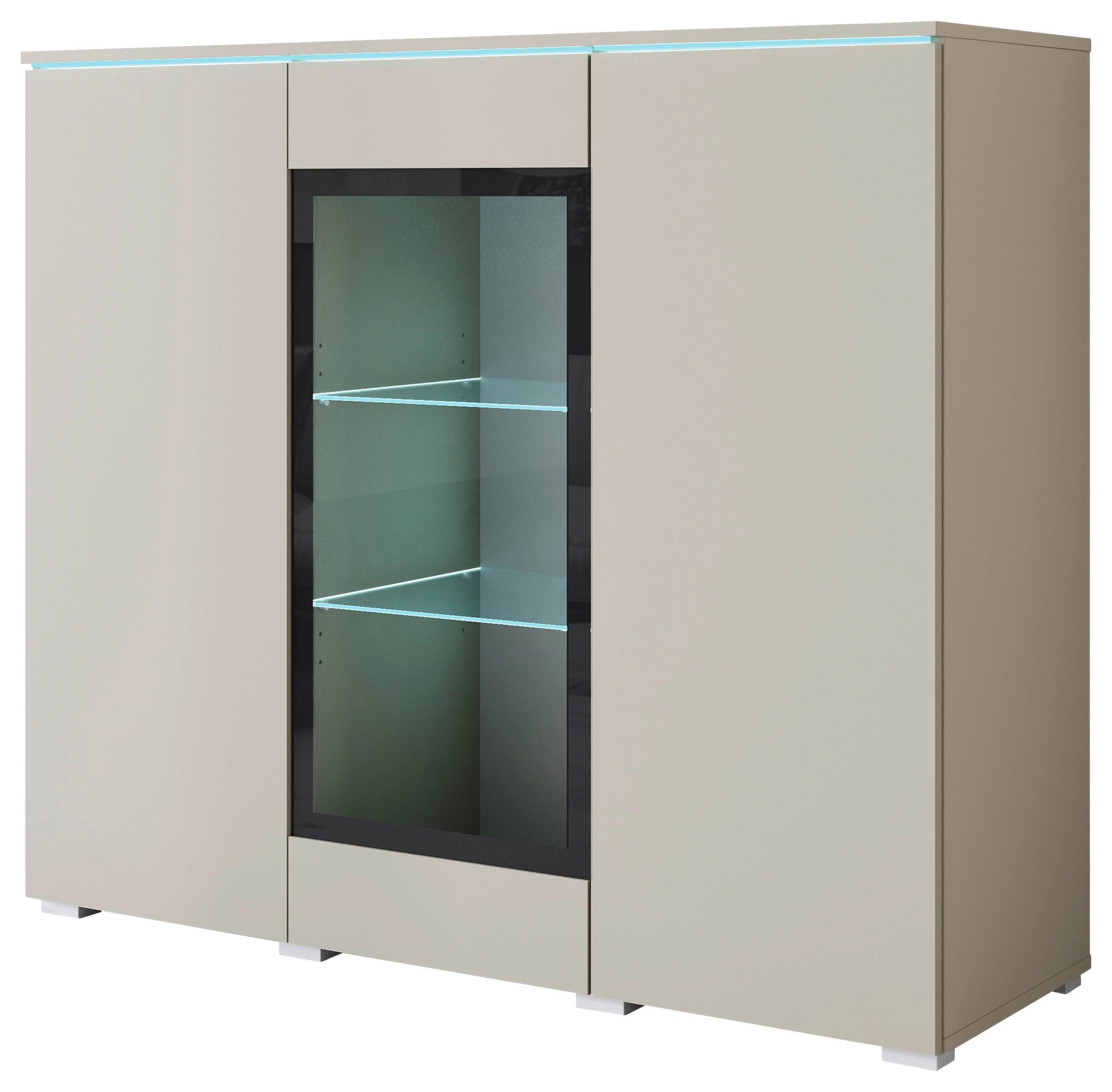 Highboard Vera 120 Vera 120 - Kaschmir/Beige, Trend, Glas/Holzwerkstoff (120/103,3/39,5cm)