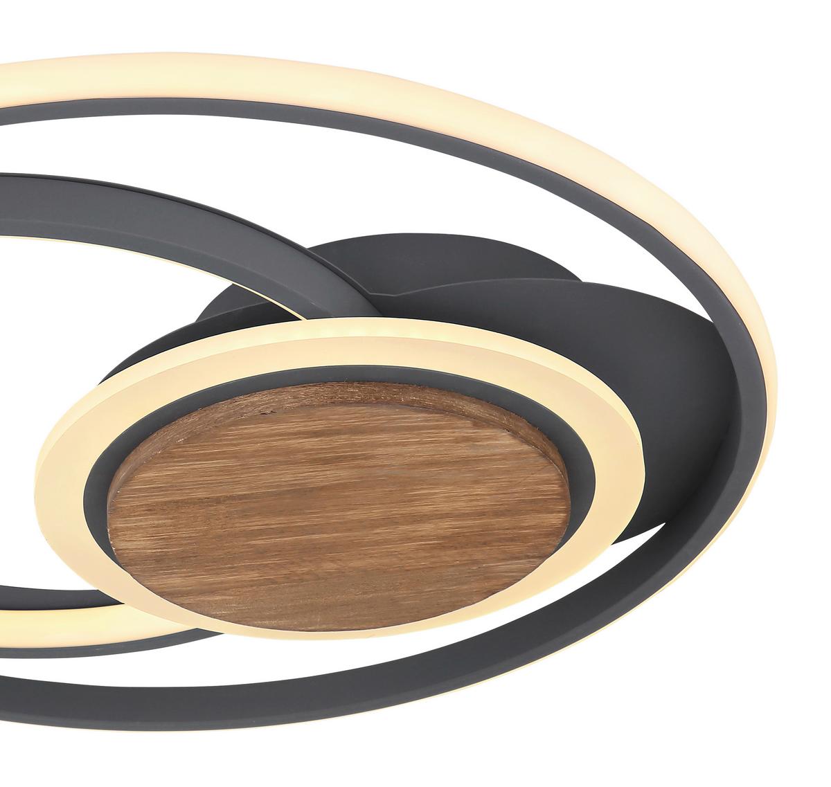 LED-Deckenleuchte 67256-45 - Dunkelbraun/Opal, Design, Holz/Kunststoff (49,5/8cm) - Globo