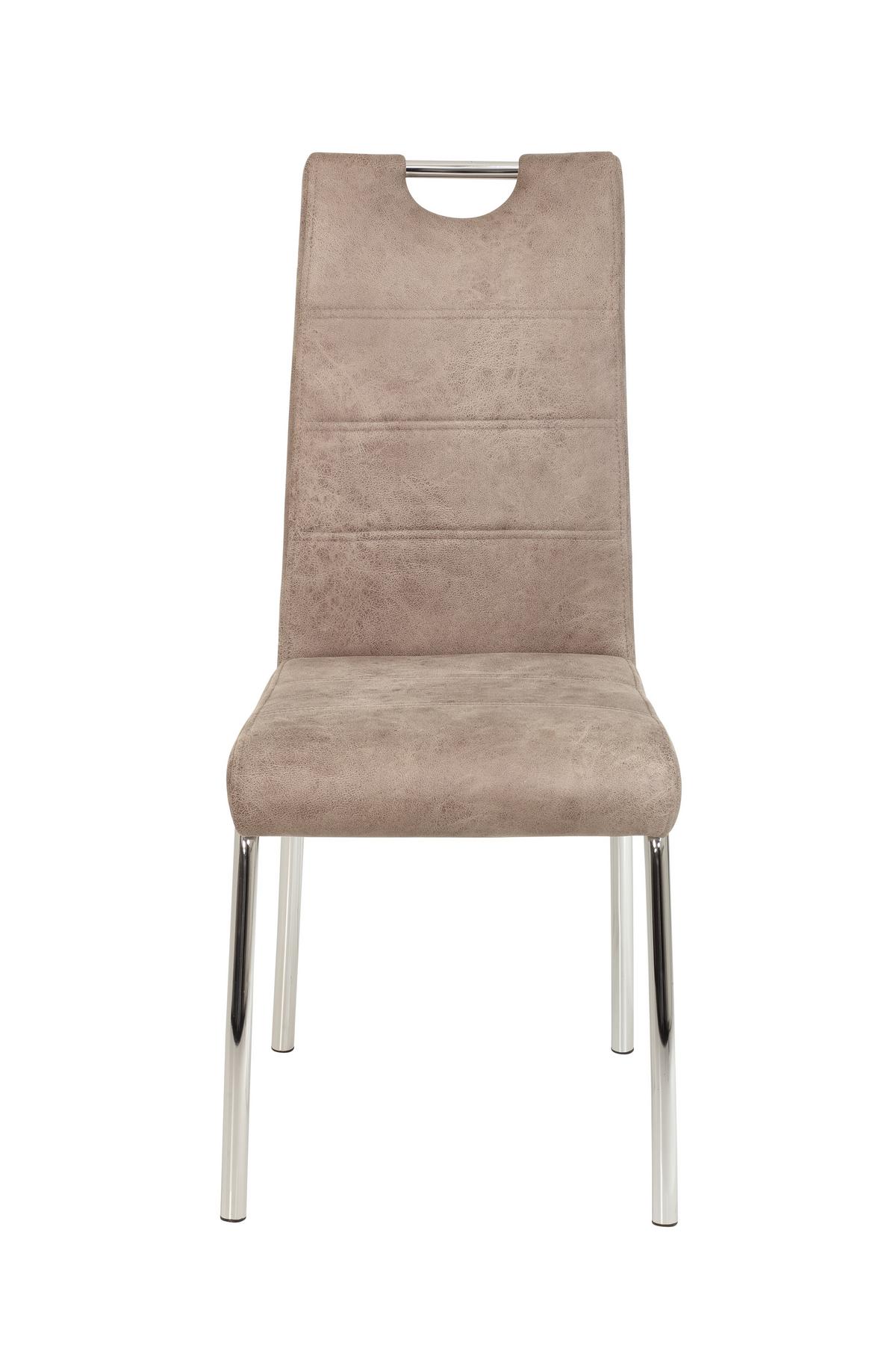STOLIČKA SUSI II - chrómová/béžová, Modern, kov/textil (44/98/61cm)