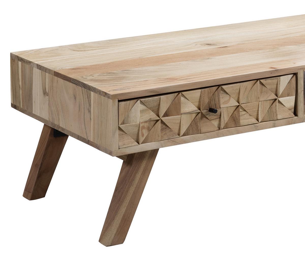 Konferenční stolek REWA masív - černá/barvy akácie, Design, dřevo (95/50/35cm) - MID.YOU