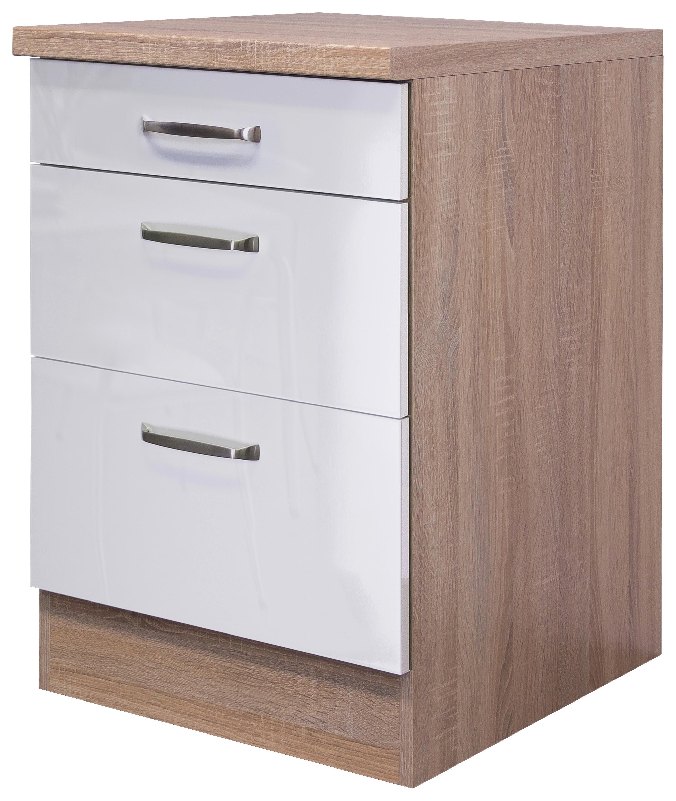 Schubkastenunterschrank Valero USA 60 - Weiß Hochglanz/Weiß, KONVENTIONELL, Holzwerkstoff (60/86/60cm) - FlexWell