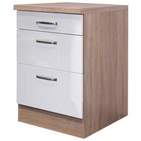 Schubkastenunterschrank Valero Usa 60 - Weiß Hochglanz/Weiß, KONVENTIONELL, Holzwerkstoff (60/86/60cm) - FlexWell